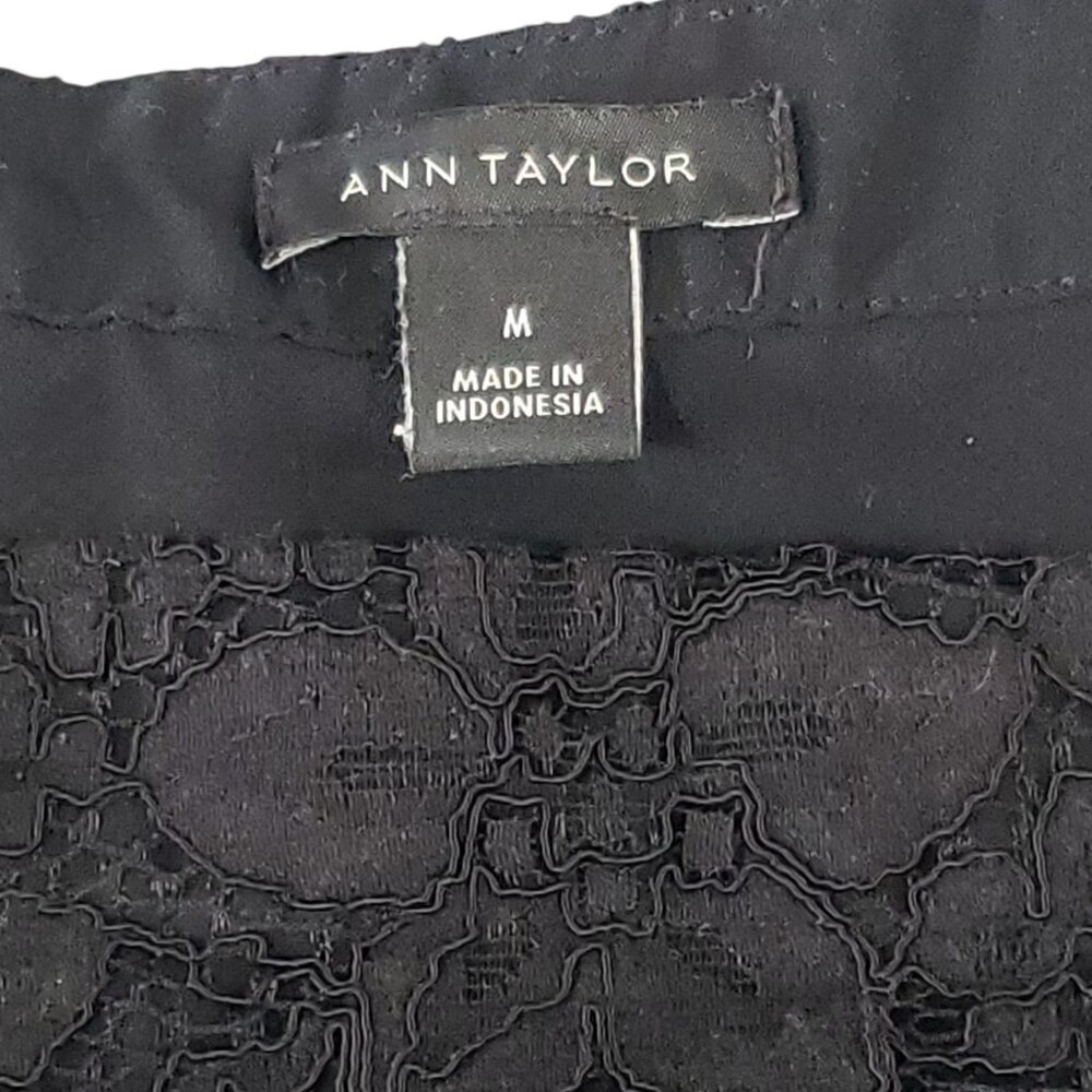 Ann Taylor Womens 3/4 Length Sleeve Black Lace Blouse Medium - Picture 4 of 6